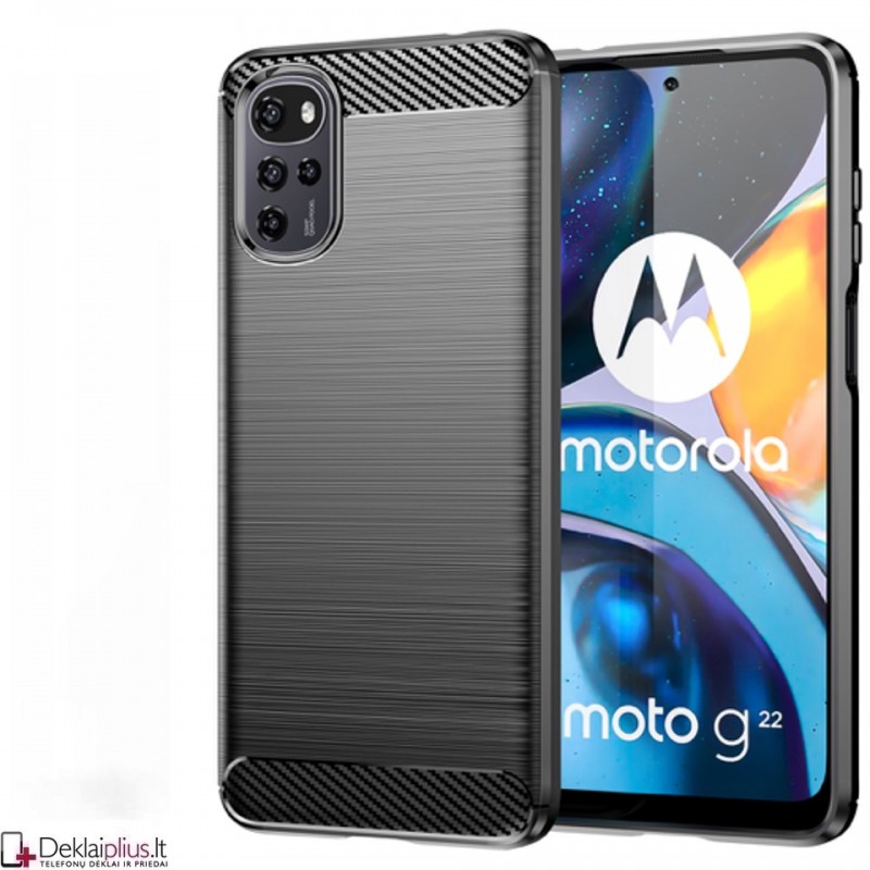 Carbon guminis dėklas - juodas (Motorola Moto E32/E32S) Carbon guminis dėklas - juodas (Motorola Moto E32/E32S)